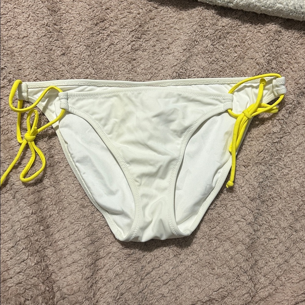 Victoria’s Secret White String Bikini Bottom with Yellow Ties